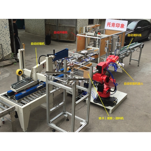 深圳自動開箱+機(jī)器人裝箱+自動封箱